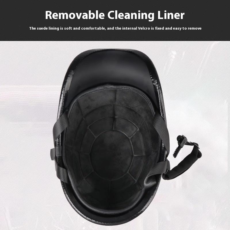 VGV Motorcycle Half Helmet Goggles Included Electric Vehicle Bike Riding Locomotive for Cruiser Retro Man Women Scooter Street