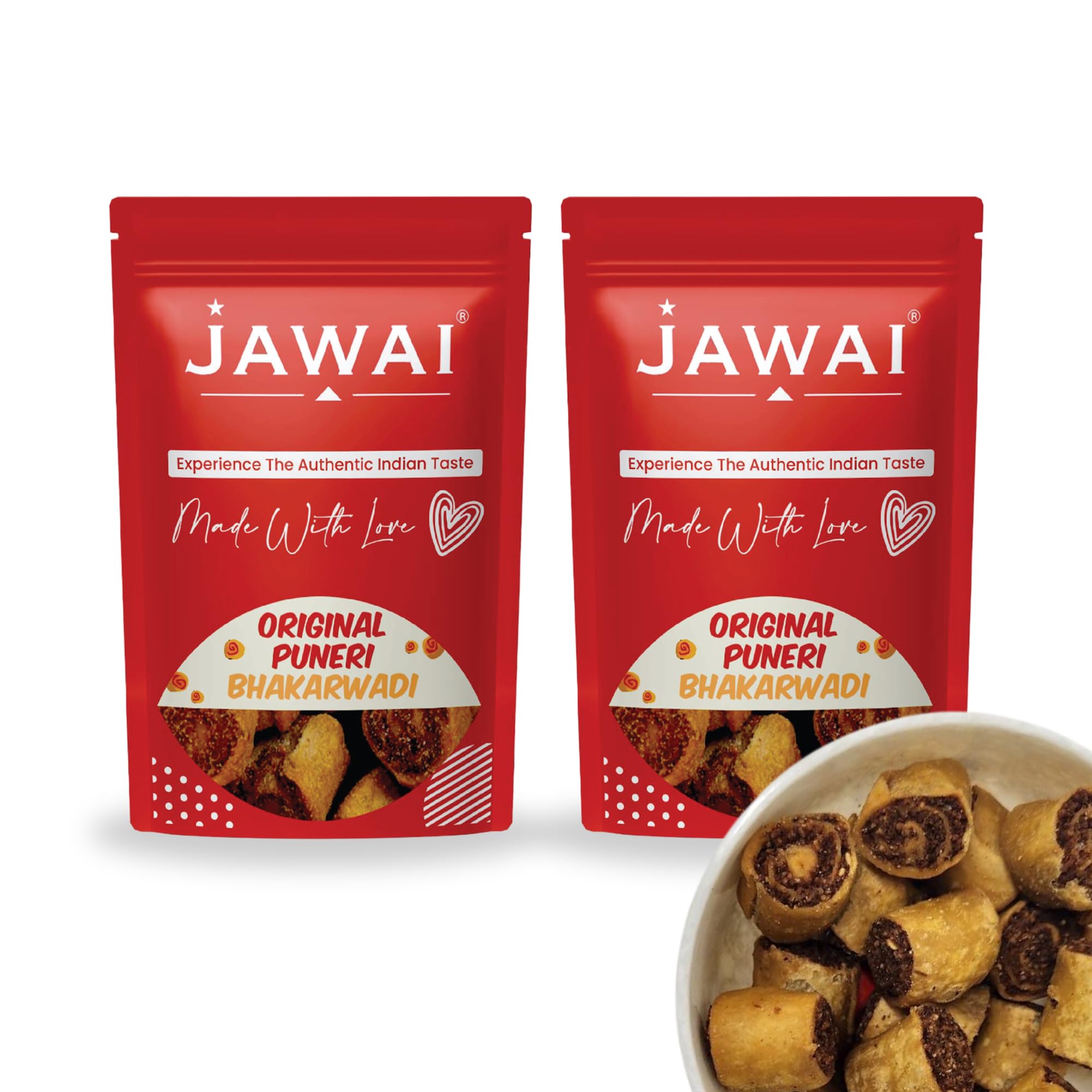 

JAWAI ORIGINAL PUNERI BHAKARWADI - Pack of 2 | Big And Crunchy | Munching Snack | Indian Namkeen Nashta | Tradtional Indian Snack (400 Gram