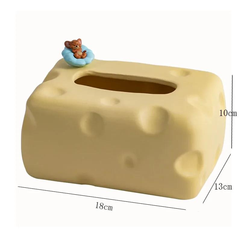 Cheese Creative Tissue Box Living Room Napkin Box Paper Box Light Luxury High-end Desktop Ceramic Paper Box