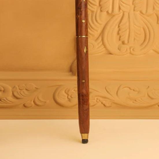 93.98 Cm Set of 2 Brass Wooden Walking Stick Gift for Father, Mother