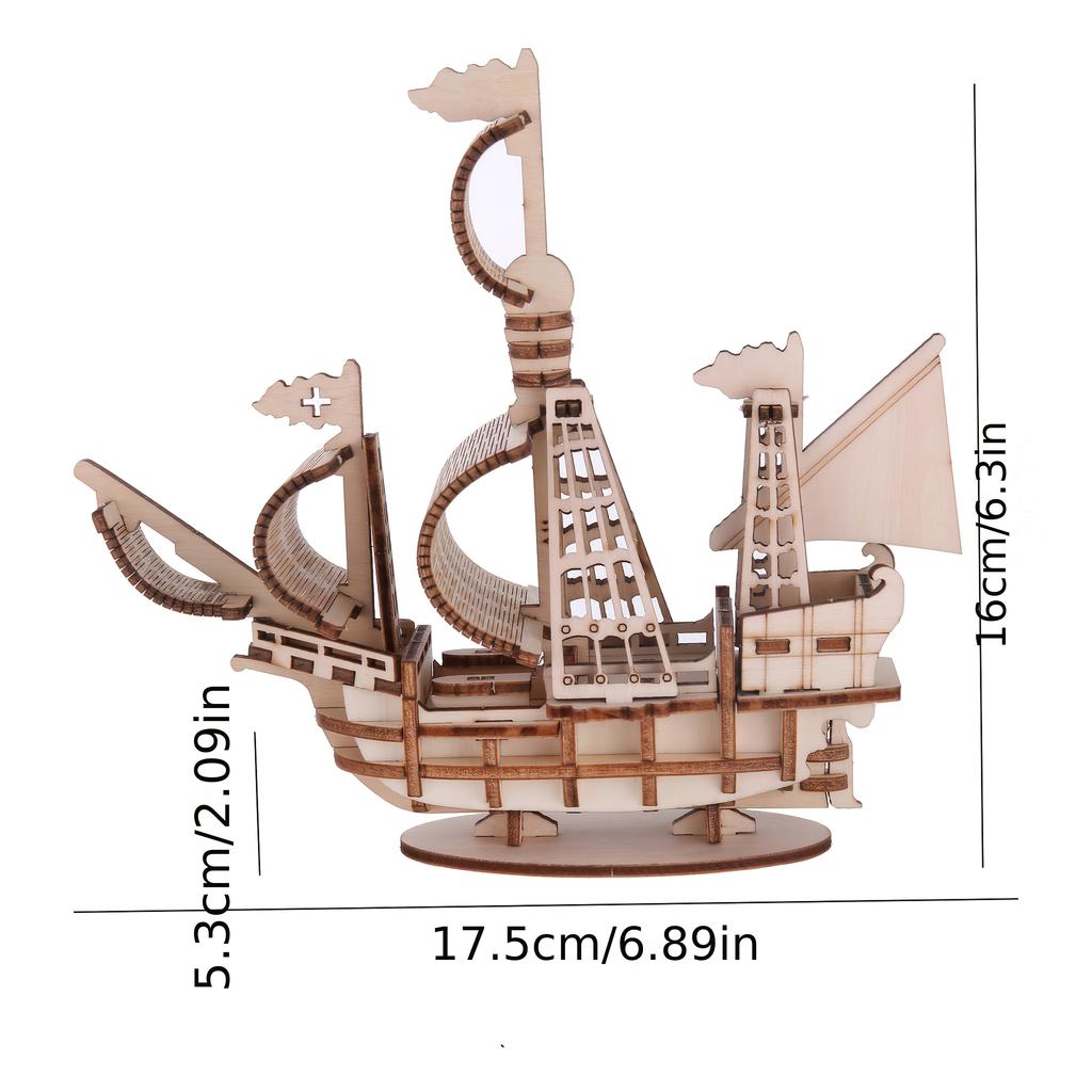 3D Puzzle Diy Wooden Toy Small Sailboat Assembly Model Adult Birthday Halloween Christmas Gift