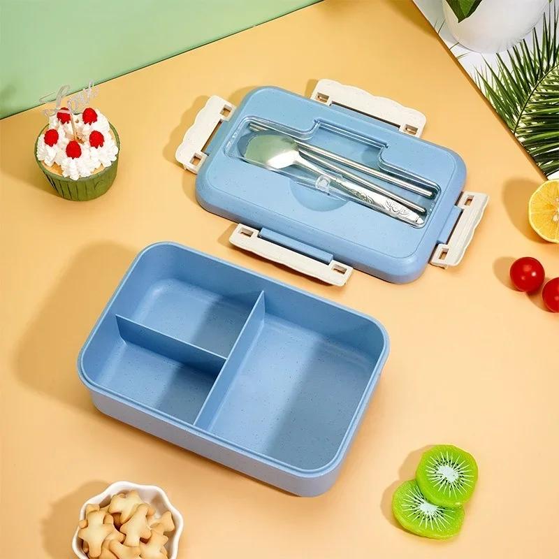 Portable Plastic Lunch Box for Kids School Outdoor Picnic Travel Food Container 3compartment Microwave Heating Bento Boxes