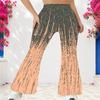 Women's Casual High Waist Flare Pants, Distressed Print Streetwear Bell Bottom Trousers