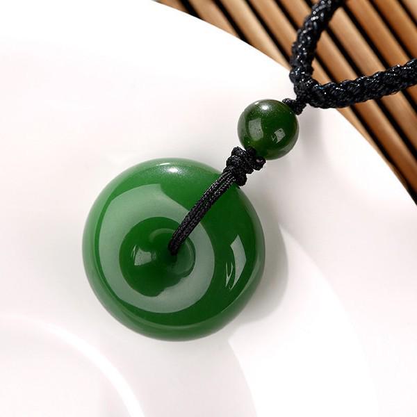 Hetian Jasper Ping'an Kou Green Jade Unisex Pendant