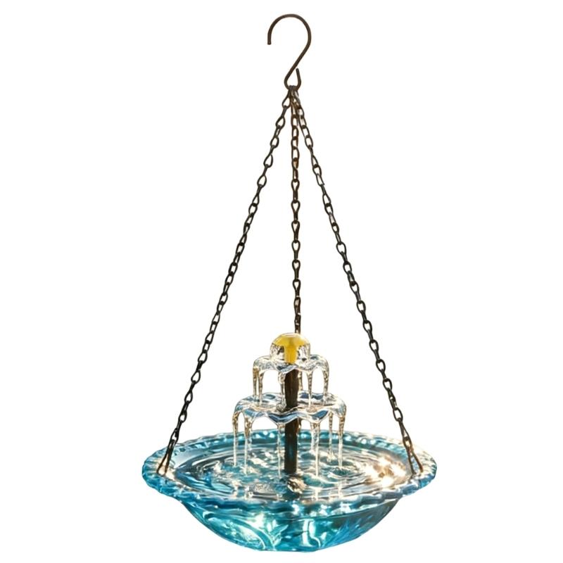 Cascading Hanging Bird Bath Fountain Solar Hanging Bird Feeder With Waterfall Effect For Backyard And Garden