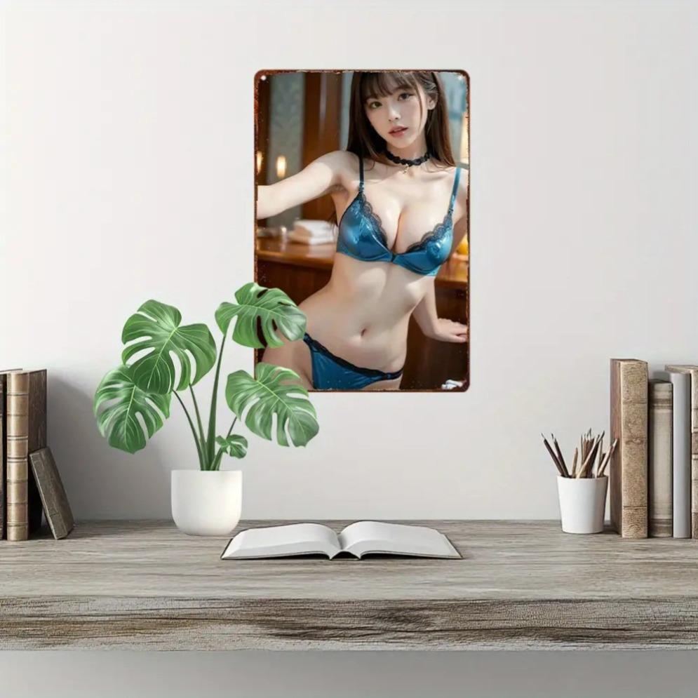 Anime Metal Wall Art 8x12 Inch Retro Blue Poster, Vintage Tin Sign for Man Cave Garage Decor, No Wiring Gift for Anime Fans