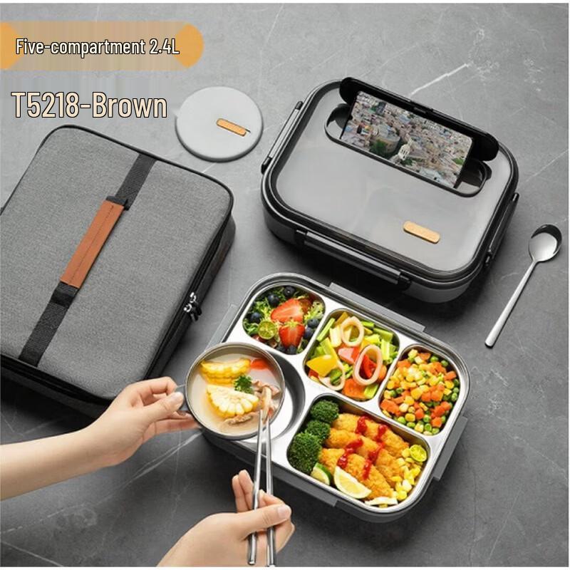 

TAFUCO Stainless Steel 5-Compartment Lunch Box with Soup Container