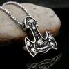 Nordic New Stainless Steel Thor Hammer Viking Ship Triangle Rune Retro Necklace for Men
