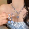 Boho Style Vintage Blue Flower Tassel Choker Necklace Dangle Earrings 1/2Pcs Trendy Jewelry for Women Daily Commute Matching
