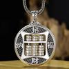 Vintage Abacus Pendant Necklace Men Women Rotating Beads Copper Charm With Pearl Chain Retro Chinese Style