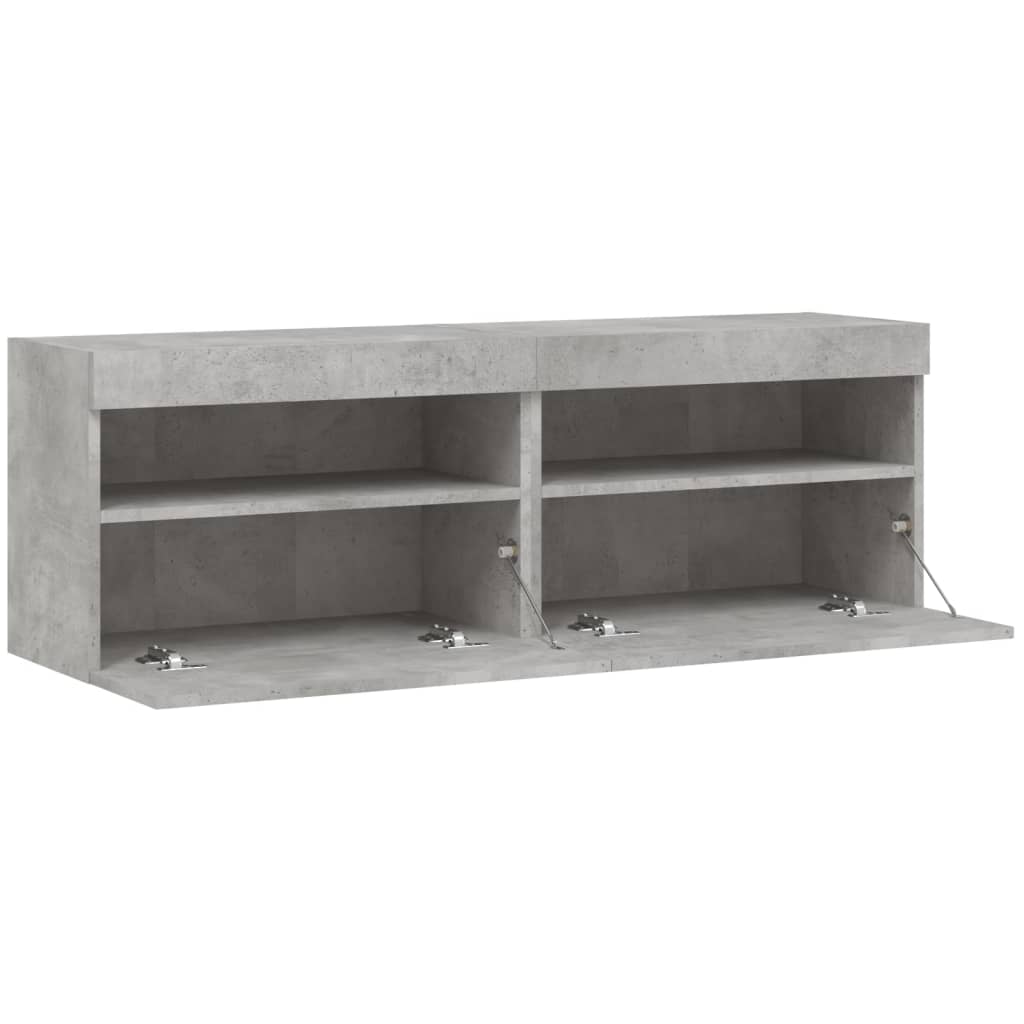 Vidaxl Wall-Mounted TV Cabinets with LED, 2 Pcs., Concrete Grey, 60X30X40 Cm