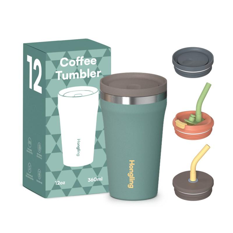 Stainless Steel Insulated Travel Mug With Flip Lid Straw 360ml 480ml Vacuum Thermos Office Car Home