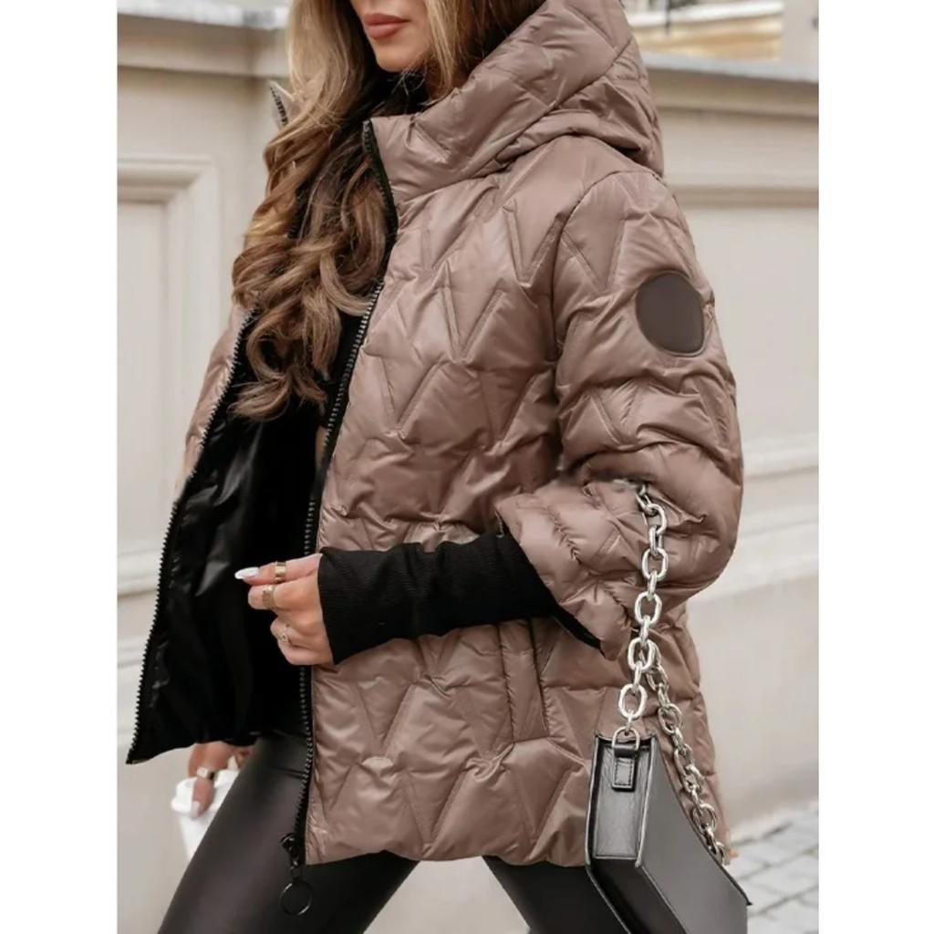 Oversized Hooded Jacket for Women with Pockets and Zipper Long Sleeve Loose Coat Street Fashion Outerwear