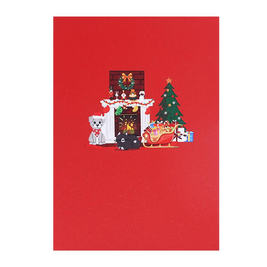 3D Christmas Fireplaces Greeting Card Festive Warm Wishes and Celebrations Holiday New Year Present