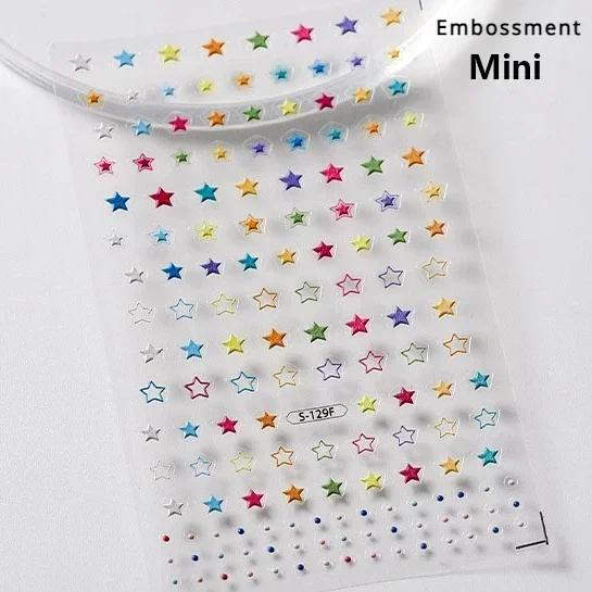 Charming Hollow Stars Love Geometric Five-pointed Star Self Adhesive 5D Nail Art Decorations Stickers Shiny Manicure Decal