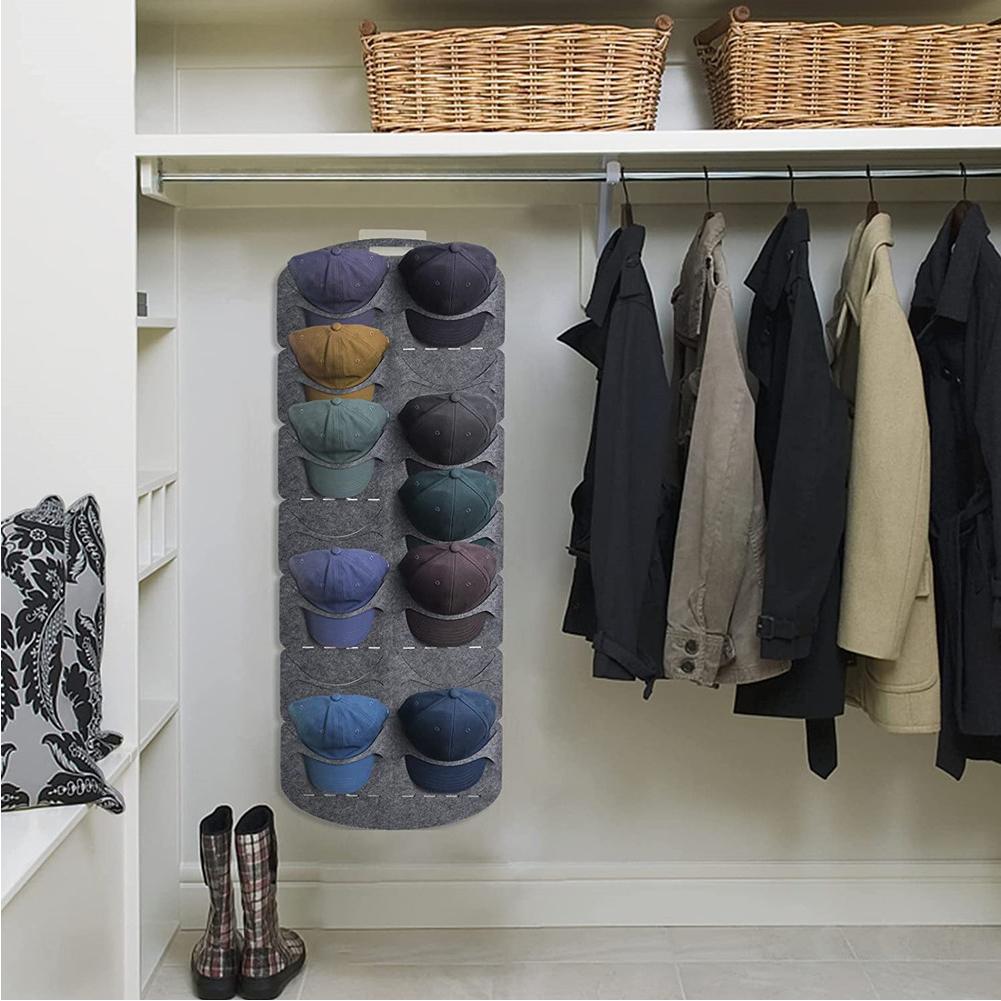 Felt Hanging Hat Organizer Baseball Hat Rack 7/14 Pockets Hat Display Rack Multifunction Large Capacity for All Types of Hats