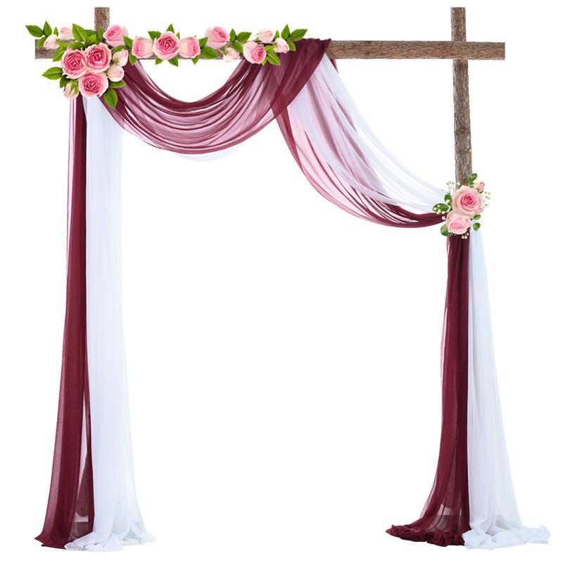 Forest Style Wedding Arch Decoration: Outdoor Lawn Chiffon Gauze Curtains