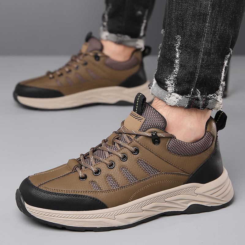 Sneakers Men's Autumn Casual Platform Cowhide Trendy Dad Shoes Outdoor Non-slip Lightweight Mountaineering Shoes