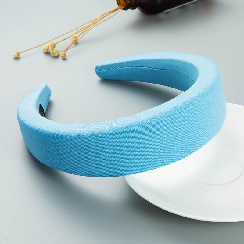 Diadema para mujer, diadema de ala ancha de Color Makaron, aro para el pelo para la cara de Color sólido con esponja gruesa Simple