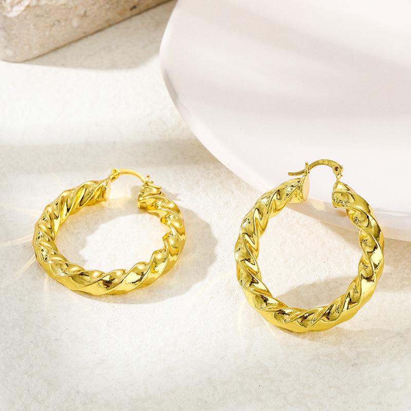 Copper Ins French Earrings Women'S Gold Twist Earrings Niche Design Sense Light Luxury Women'S Earrings