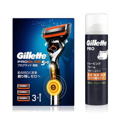Gillette Proglide Power Main Unit 3 Spare Shaving Foam 245g Shaving Razor for Sensitive Skin (with Blades) + [Set Purchase] Men's