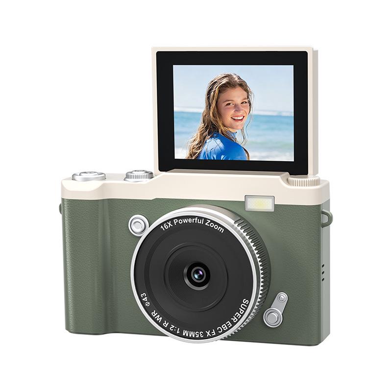 Retro Flip-Style CCD Camera & Camcorder: Portable Long-Zoom Digital Student Device for Photo & Video