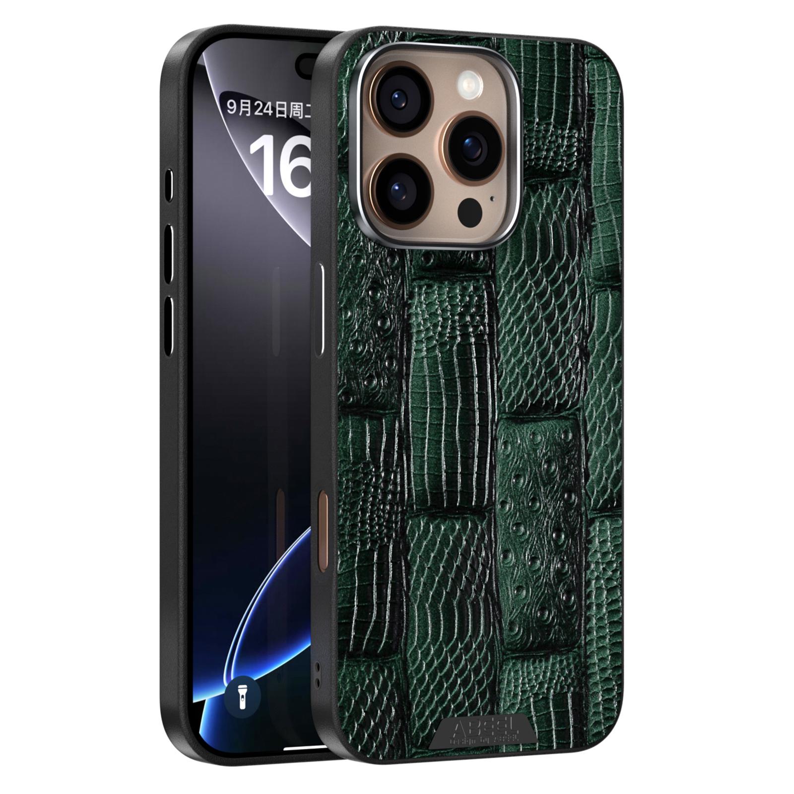 

ABEEL For iPhone 16 Pro Case Compatible with MagSafe Beast Texture Micro-Embossing Back Cover Green