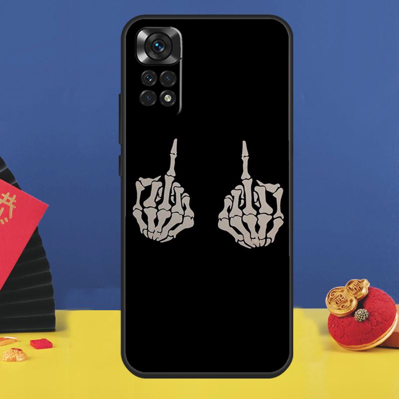 

Чехол для телефона Скелет со средним пальцем для Xiaomi Redmi Note 14 Pro 12 11 9 10 13 15 Pro Plus 10C 12C 13C 14C 15C Redmi 10