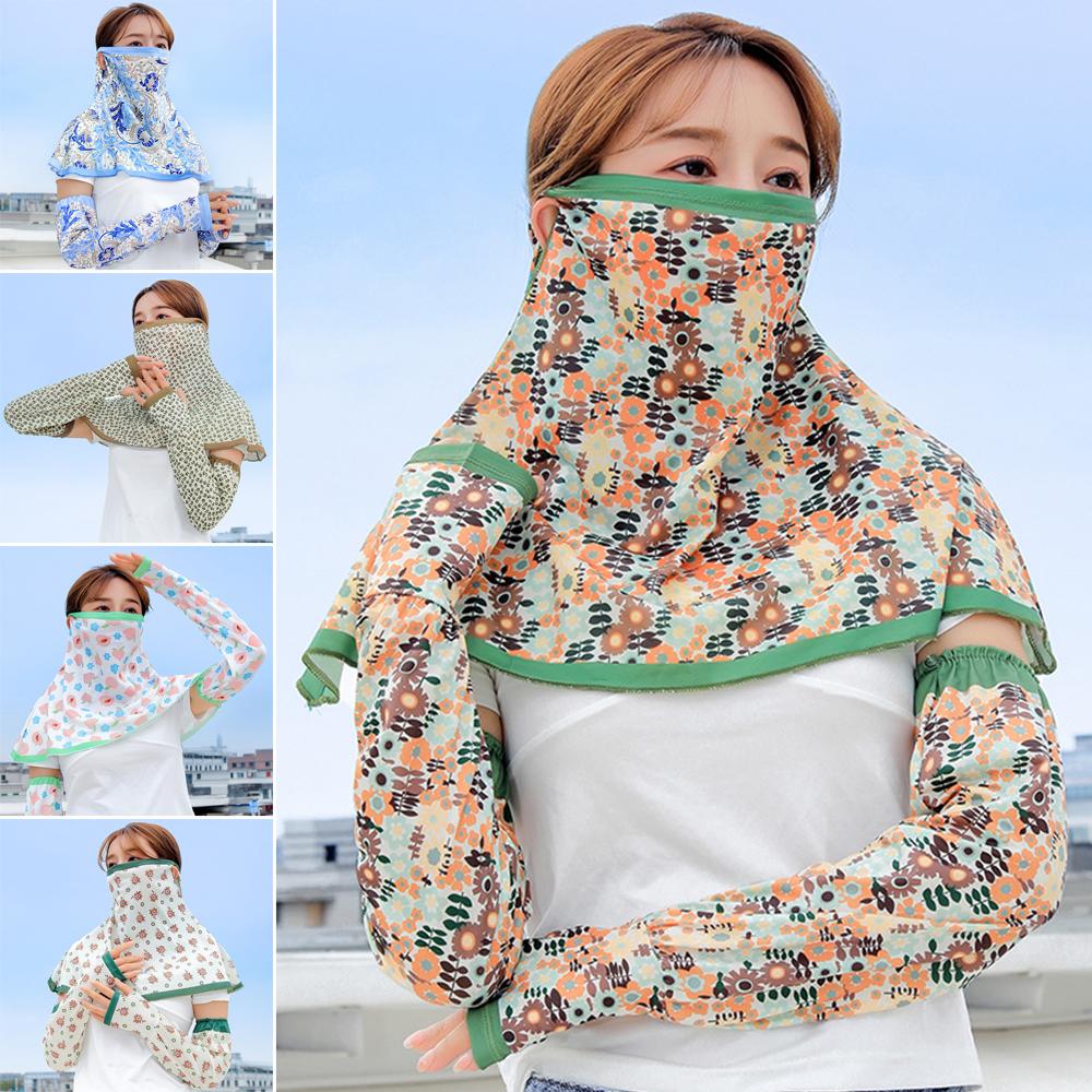 Arm Sleeve Sun Protection Mask Full Face Sun Protection Sleeves Sunshade Face Mask  Driving Cycling