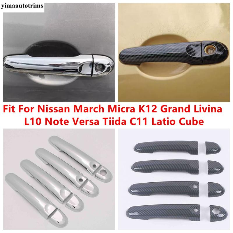 Car Door Handle Cover Trim ABS Chrome Accessories For Nissan March Micra K12 Grand Livina L10 Note Versa Tiida C11 Latio Cube