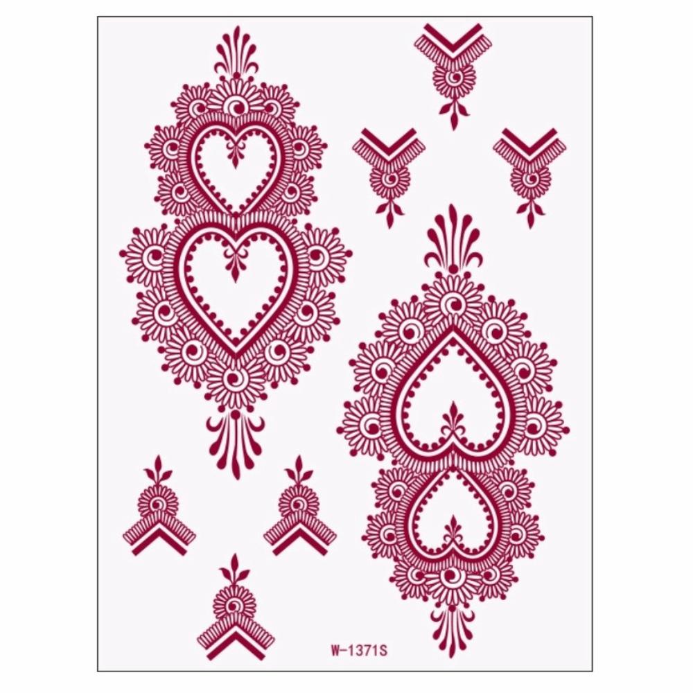 Lace Fake Tattoo Temporary Tattoo Red Mehndi Stickers Red Henna Tattoo Decals  Women/Lady