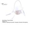 Wedding Flower Girl Basket Satin Bowknot White Basket with Faux Pearl Handle Hand Held Wedding Basket for Ceremony Party Decor