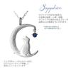 Novel Moon Cat September Sapphire Cat Pendant Necklace, Birthstone, Necklace,