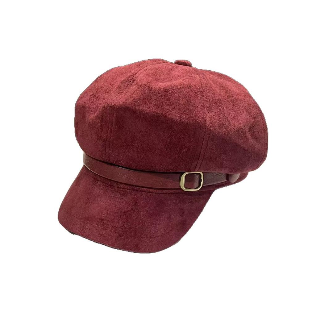 Autumn and Winter New Style Suede Retro Beret Women's Korean Style Old Fashion Temperament Fashionable Face Small Octagonal Hat