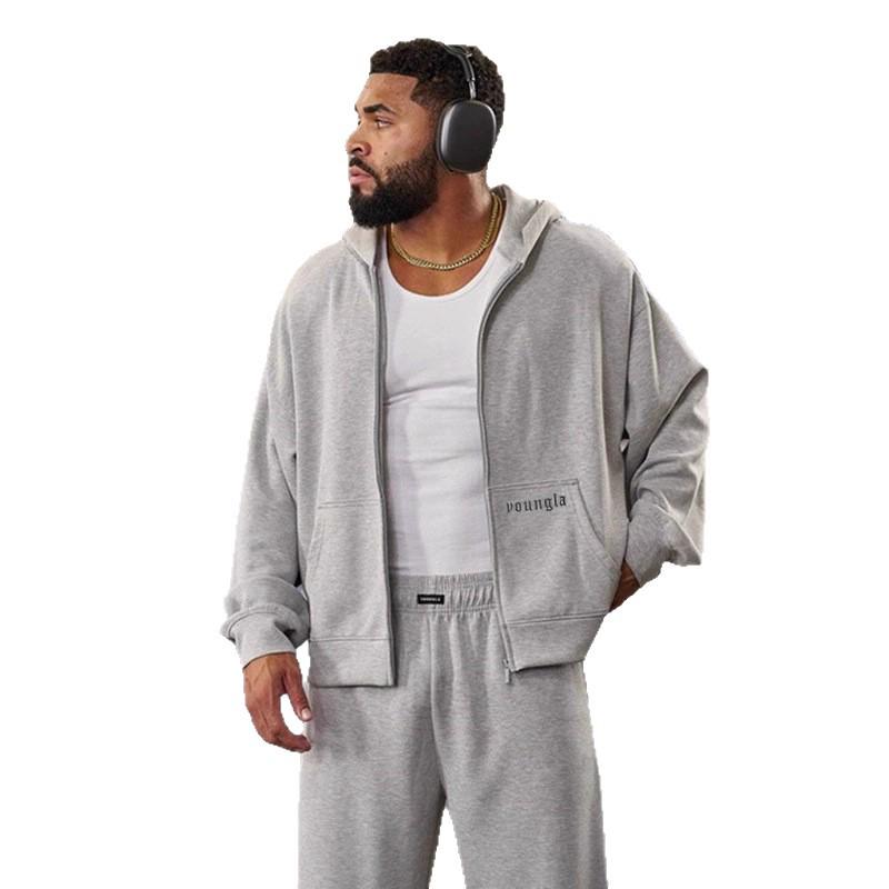 

Мужская хлопковая худи-куртка YOUNGLA на осень/зиму для фитнеса и тренировок. S