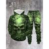 Fashion Skull 3D Print Hoodie Sweatpants Set Men