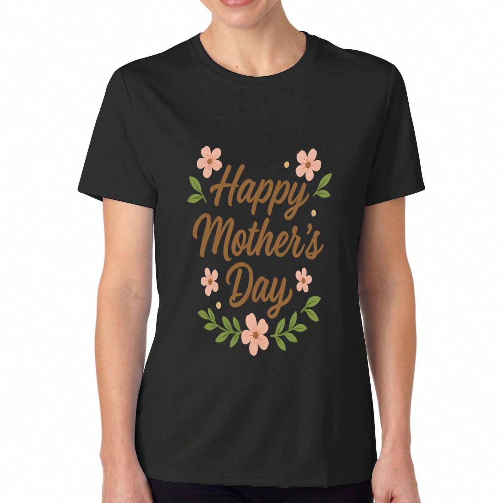 Happy Mother s Day Women s Cotton T Shirt, Premium Cotton Quality Print, Durable, Casual Fashion, Mother s Day Gift Idea, Floral Design, Everyday Wear S разноцветный
