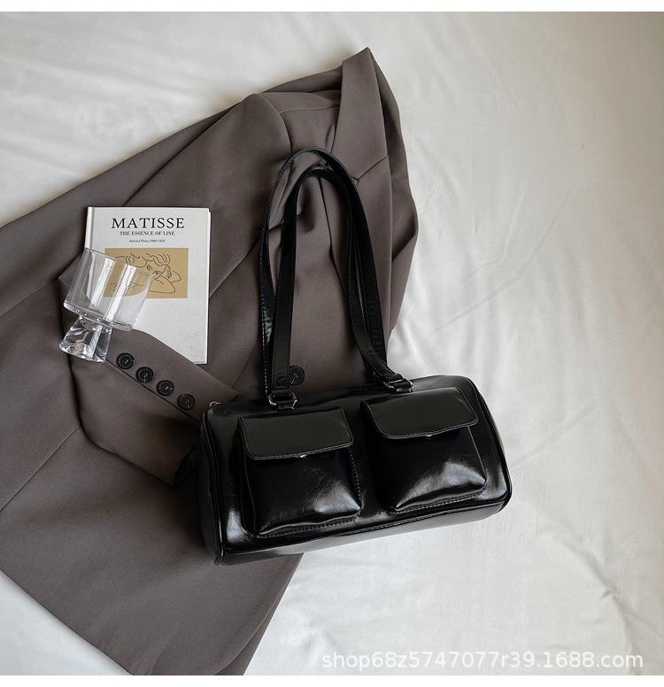 2025 New Niche Design Retro Handbag Bag Korean Version Fashion Ins Double Pocket Large Capacity Underarm Shoulder Bag