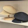 Casquette Asymétrique en Raffia Style Designer Japonais Mode pour Femmes Chapeau de Soleil Protection Solaire Été pour Dame Casquette Gavroche Noir