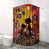 Vibrant Cat and Flowers Waterproof Mildew-Resistant Shower Curtain - Colorful Artistic Design for a Playful Bathroom Décor