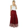 Bimba Womens Long Flaired Cotton Skirt Maroon Maxi Bottoms Elastic Waist