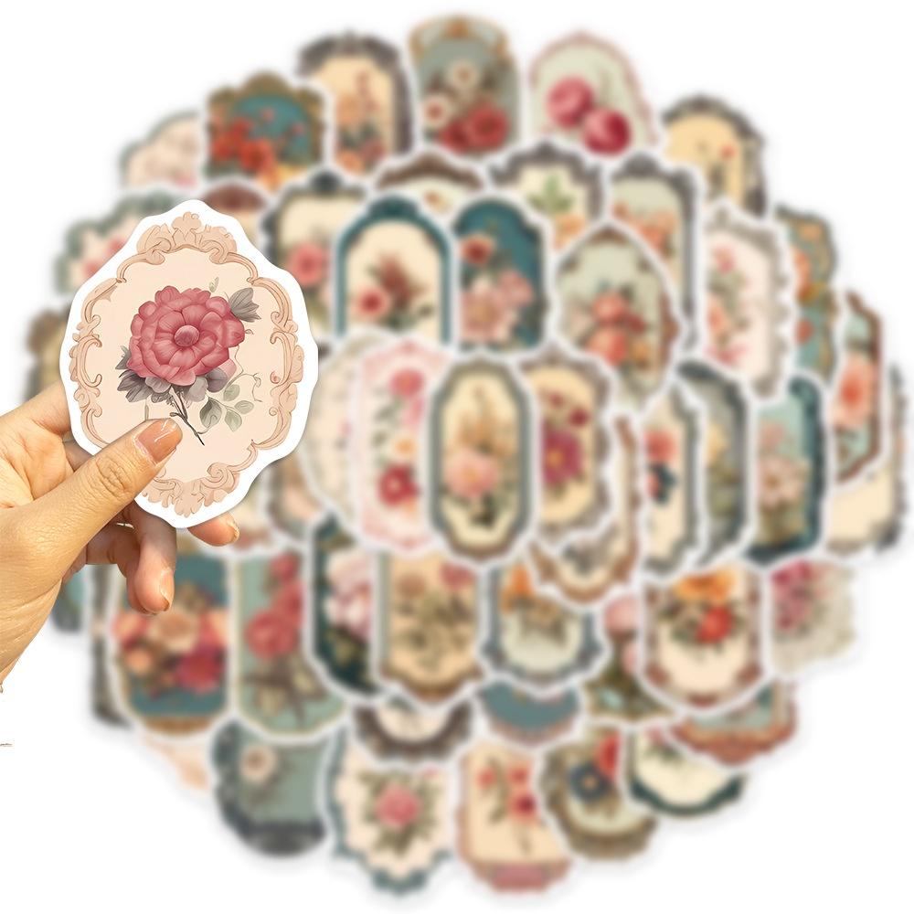 Personalized Flower Vintage Mirror Decals 50 Waterproof Stickers For Diy On Guitars Notebooks And Suitcases Cute Adhesive And