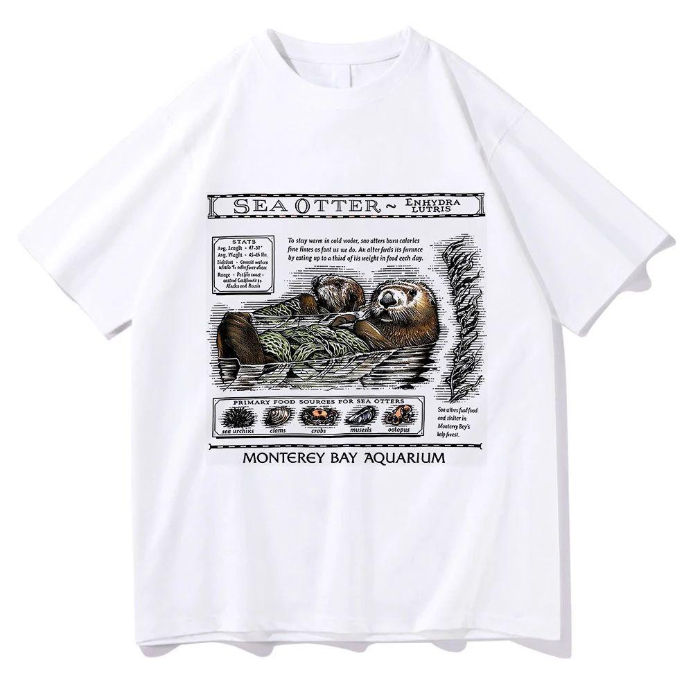 Unisex Kleidung Baumwollkleidung Damen Grafik-Tops Für Partnergeschenke Monterey Bay Aquarium Seeotter T-Shirt Hohe Qualität T-Shirts