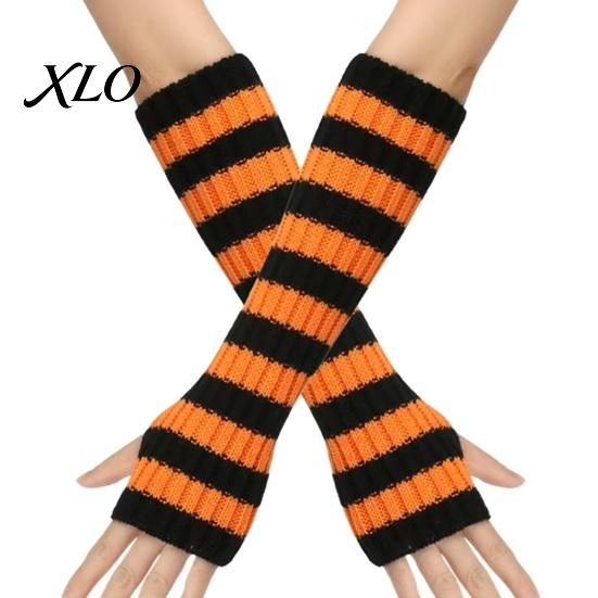 Striped Wrist Warmers Knitted Arm for Women, Fingerless Sleeves, Soft Thermal Sleeves Cold Weather Autumn Winter, Fashion Accessories Girls
