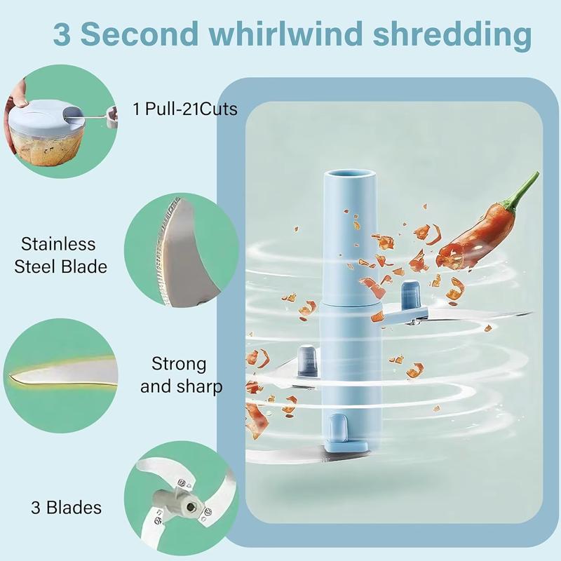 Manual Garlic Chopper Food Grinder Hand-Pulled Rotating Cutting Suitable for Vegetables Meat Fruit Onion Chopping Kitchen Tool