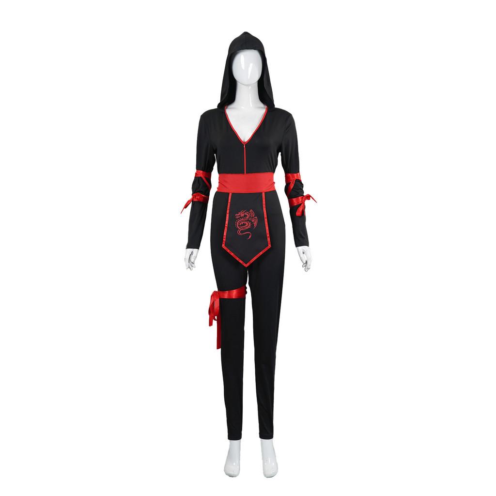 Adult Female Halloween Ninja Role Playing Black Uniform Stage Performance Dress