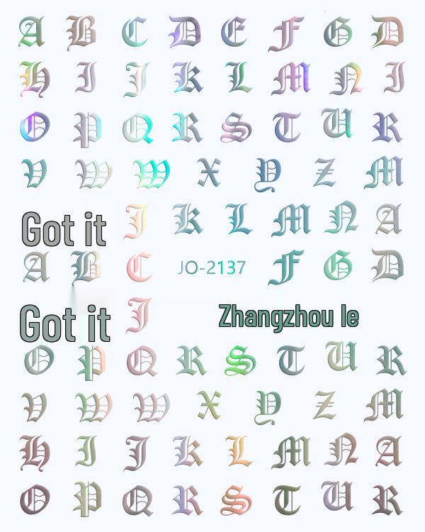 12-Color Gothic Letter 3D Nail Art Stickers: Fluorescent, Hot Stamping, Laser Decals