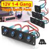 12v 1-4 Gang Universal Toggle Switch Panel USB Car Boat Marine RV Truck Blue LED Styling  Marine Rocker Switch Accessories