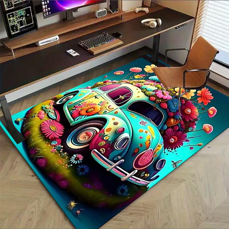 1 Stück Blume Auto Extra Groß Rutschfester Teppich, Büro, Familie, Schlafzimmer, Studio Großer Teppich Teppiche für Innenräume