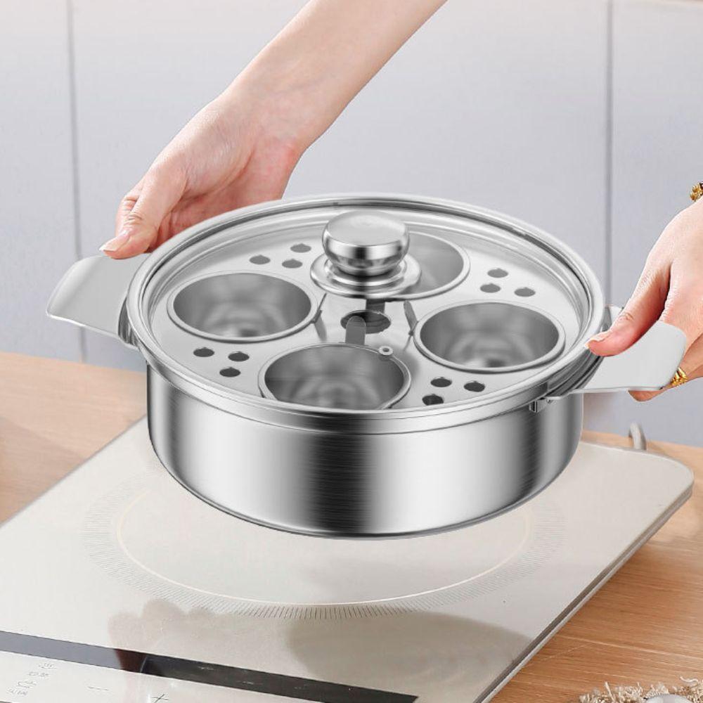 Stainless Steel Stewing Soup Pot with Egg Steamer Egg Cooker Multi-functional Egg Boiler Noodle